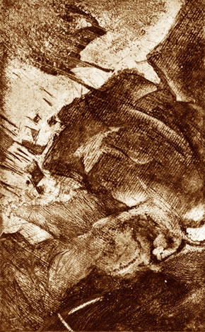 "Course", gravure de Claude Tournon
